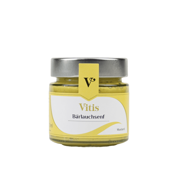 Ein Glas 115ml Bärlauchsenf von der Firma Vitis Traubenkern GmbH.