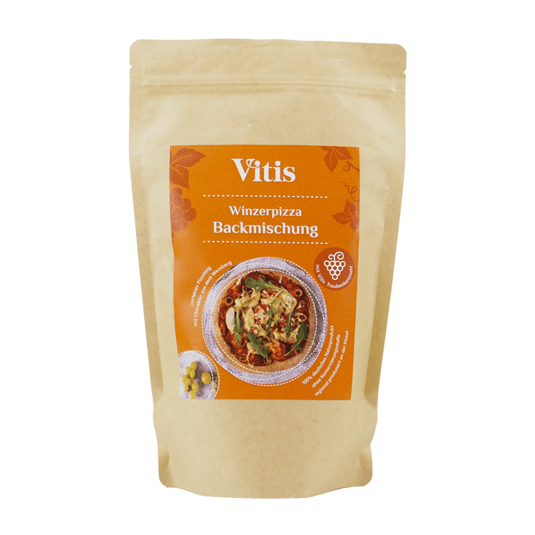 Eine Packung 500g Winzerpizza Backmischung von der Firma Vitis Traubenkern GmbH.