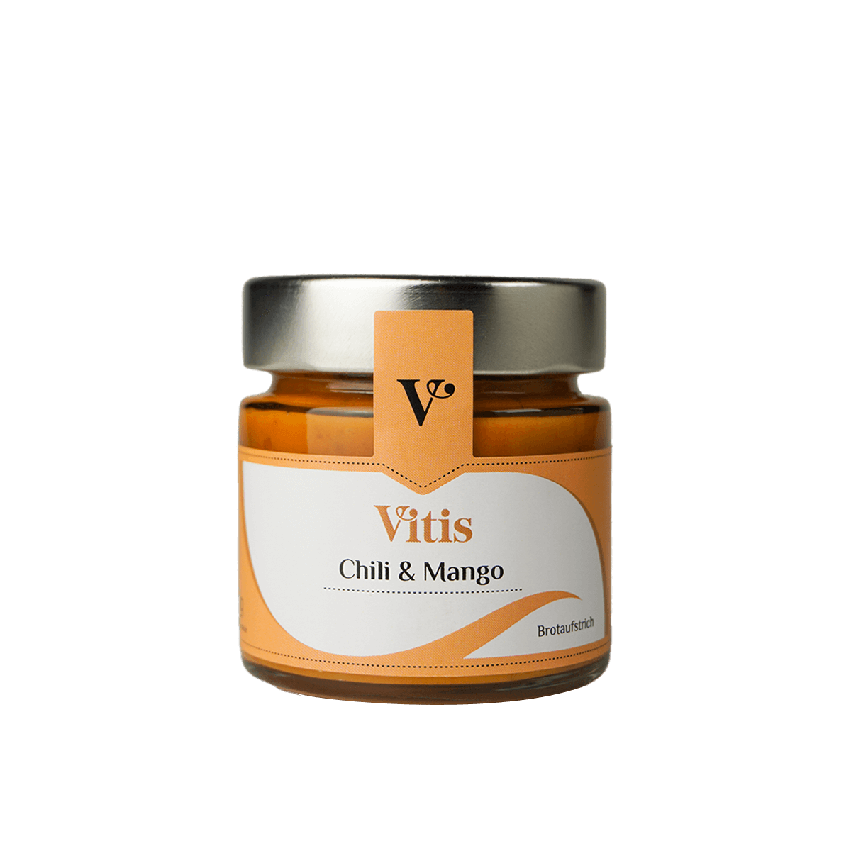 Ein Glas 250g Chili & Mango Brotaufstrich von Vitis24.
