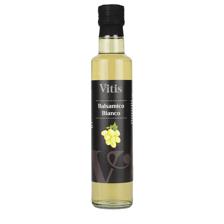 Eine Flasche 250ml Balsamico Bianco Weißweinessig von Vitis24.