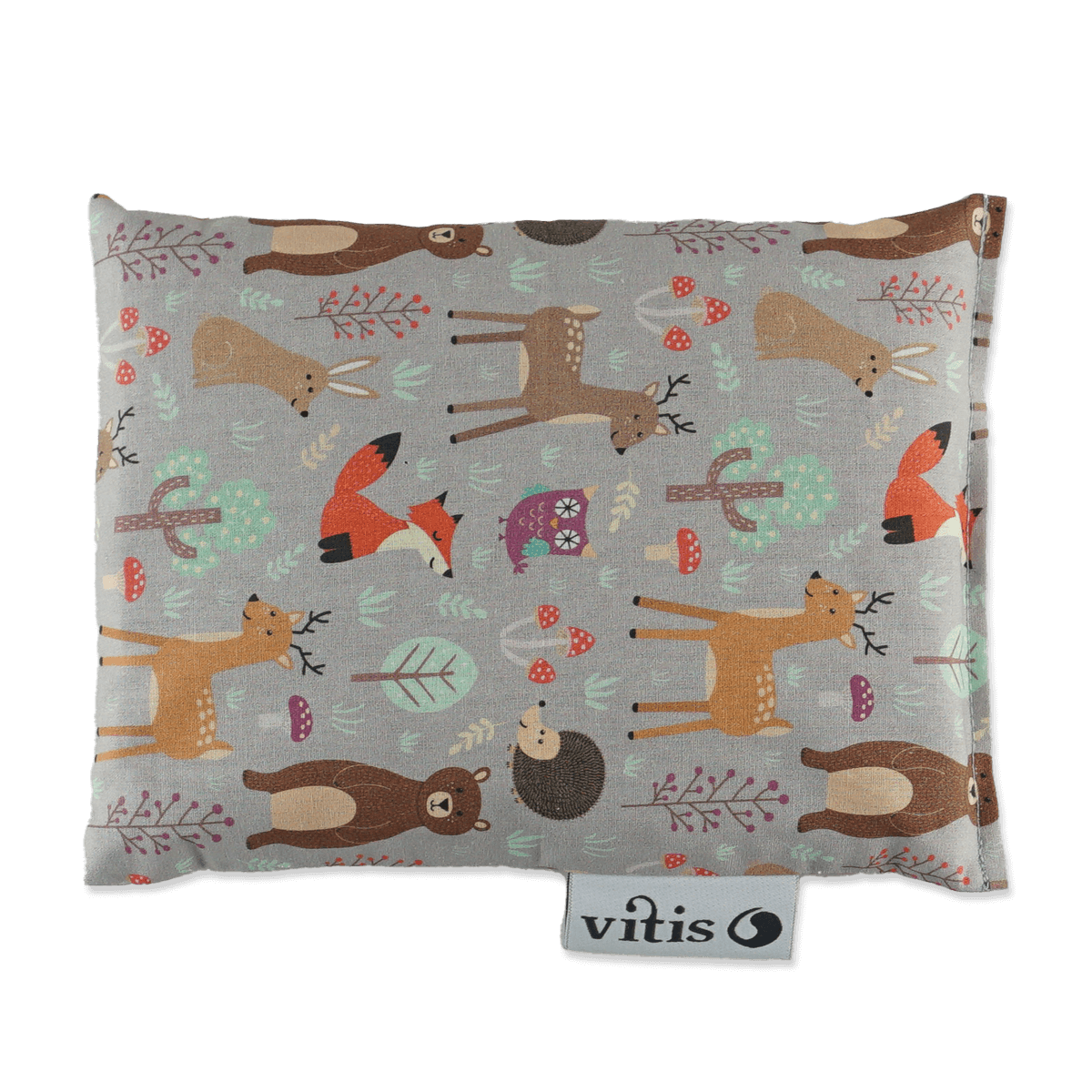 Ein kleines Traubenkernkissen mit einem Kindermotiv von der Firma Vitis Traubenkern GmbH.