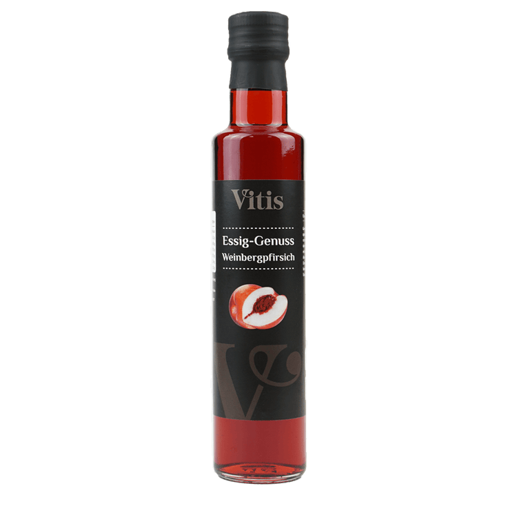 Eine Flasche Essig Genuss Weinbergpfirsich von Vitis24.