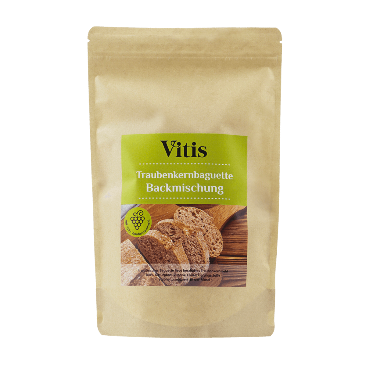 Eine Packung 500g Traubenkernbaguette Backmischung von Vitis.