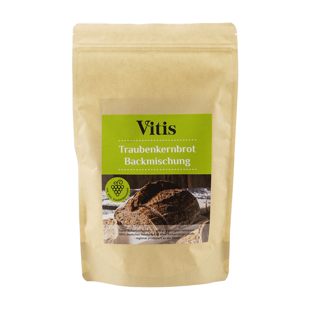 Eine Packung 500g Traubenkernbrot Backmischung von Vitis24.