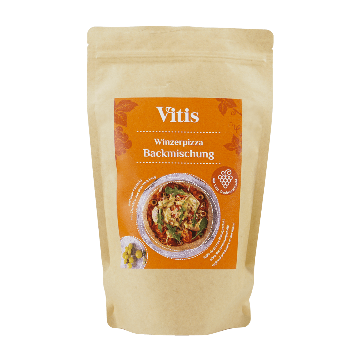 Eine Packung 500g Winzerpizza Backmischung von der Firma Vitis Traubenkern GmbH.