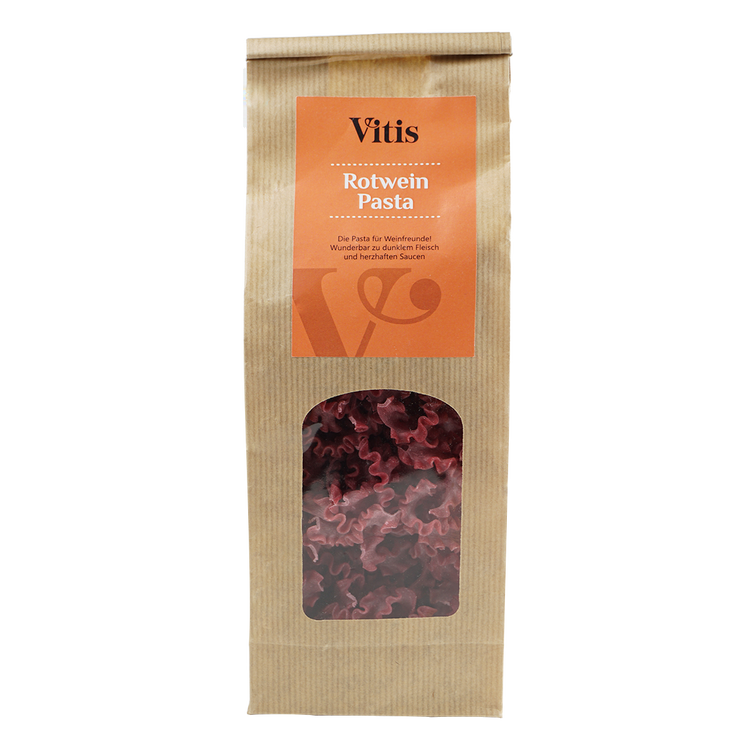eine Packung Rotwein Pasta der Firma Vitis